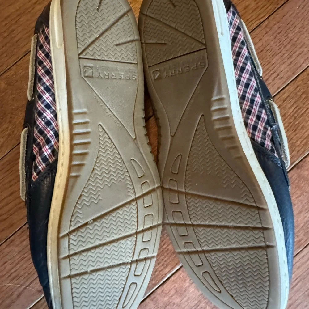 Sperry Dark Blue Women's Loafers with Plaid Detail - Picture 6 of 9